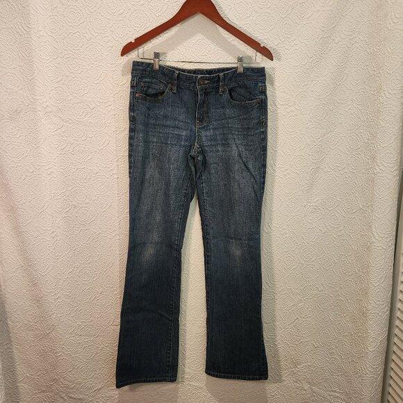 Anne Taylor Loft Women's original boot fit medium wash whiskered denim jean sz 6 - Picture 1 of 11